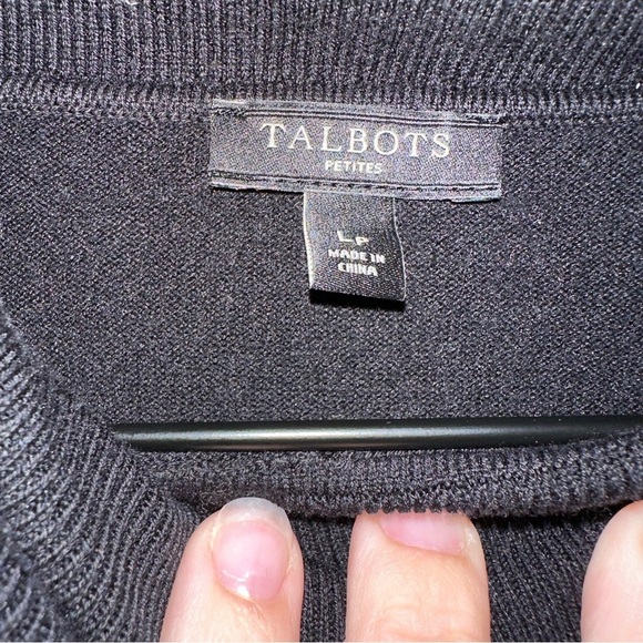 Talbots Women's Cotton Cowlneck Lightweight Black Sweater Size Large Petite - Picture 3 of 7
